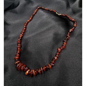 Vintage Natural Genuine Amber Necklace With Polished Irregular Beads